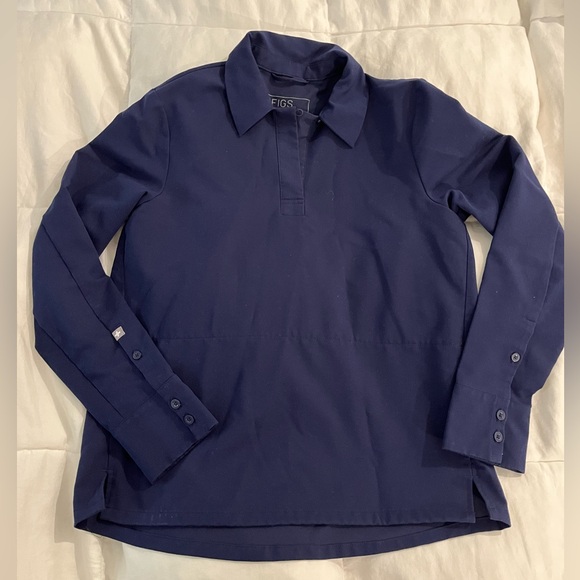 Women’s FIGS Nala Longsleeve ScrubPolo - navy blue, size XS - Picture 4 of 6